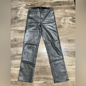 7 for All Mankind High waisted straight leg coated pewter. Size 27. Worn twice.